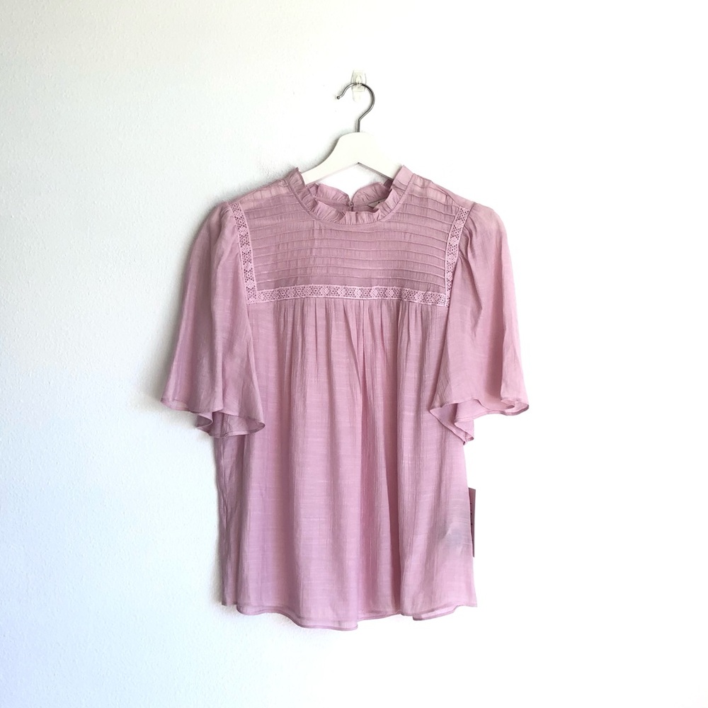NWT Nanette Nanette Lepore Petunia Pink Floral Pintuck Blouse Top Size Medium